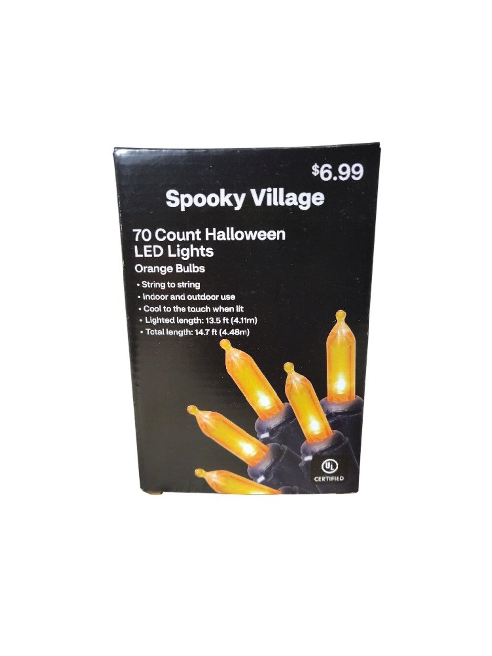 Spooky Village Halloween LED String Lights Orange 70 Count 13.5 ft Indoor Outdoo